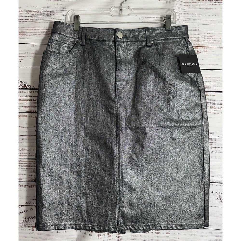 Baccini Womens Silver 25 inch CBL 5 Pocket Skirt size 16 New